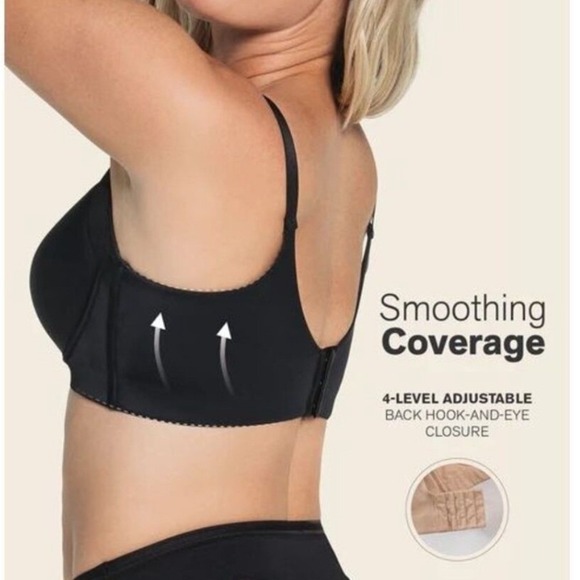 Leonisa Black Smoothing Coverage Underwire Bra 38DD - Picture 2 of 10